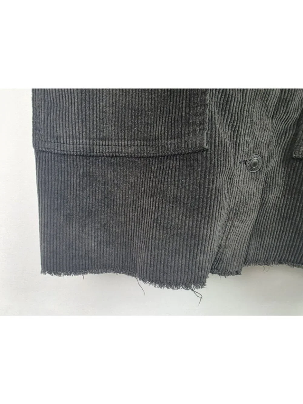 American Eagle Overall Dress Size Large Black Frayed Corduroy Jumper Mini Dress - Picture 6 of 11